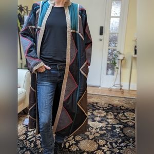 Vintage!! Floor length patterned coat sz S/M/L